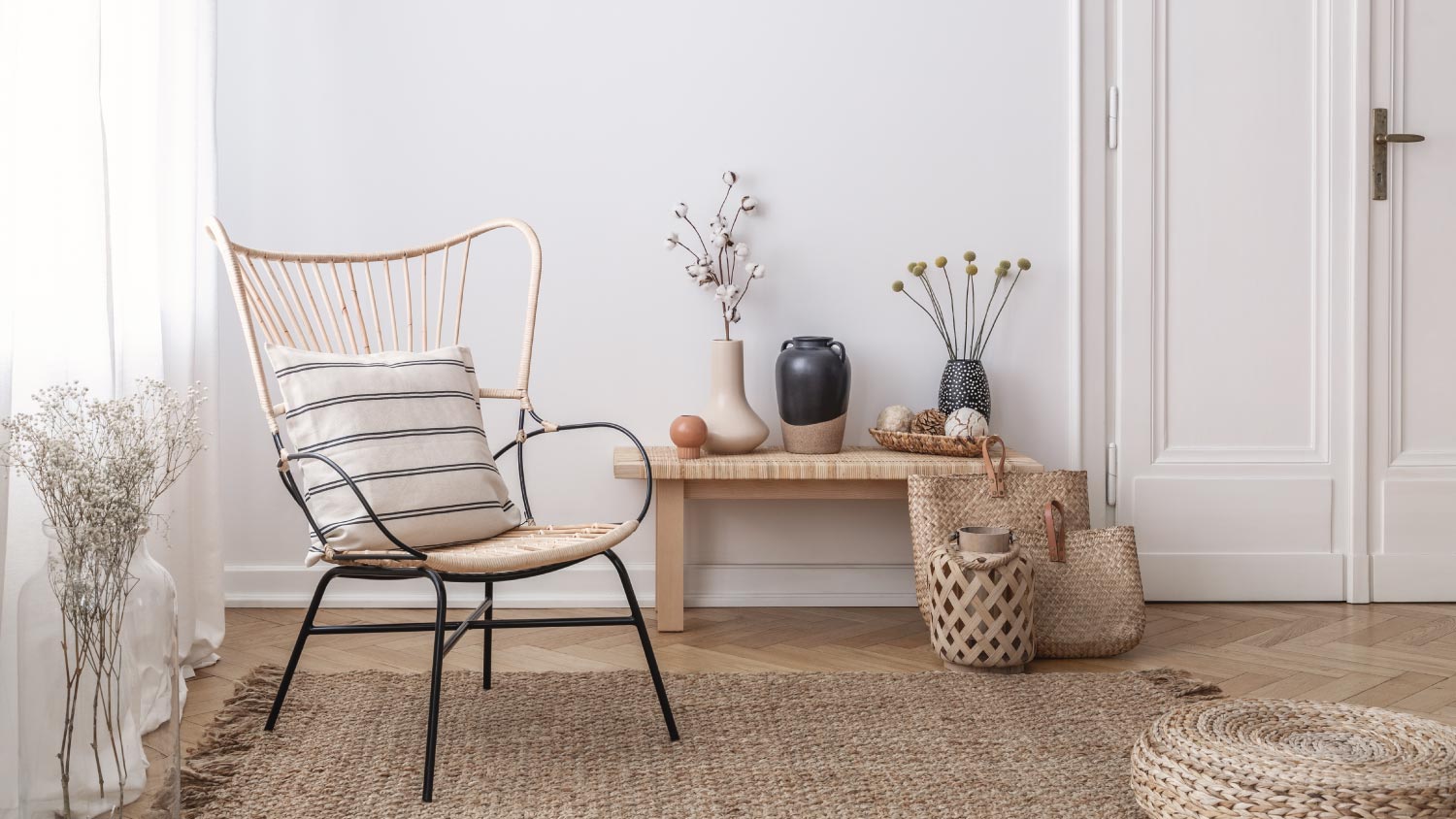 Living room interior with hardwood floors