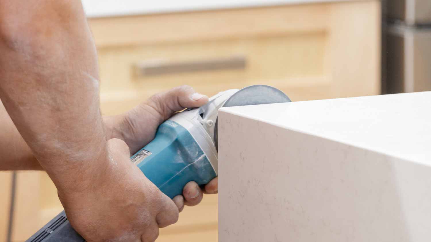 Man Installing kitchen countertops 