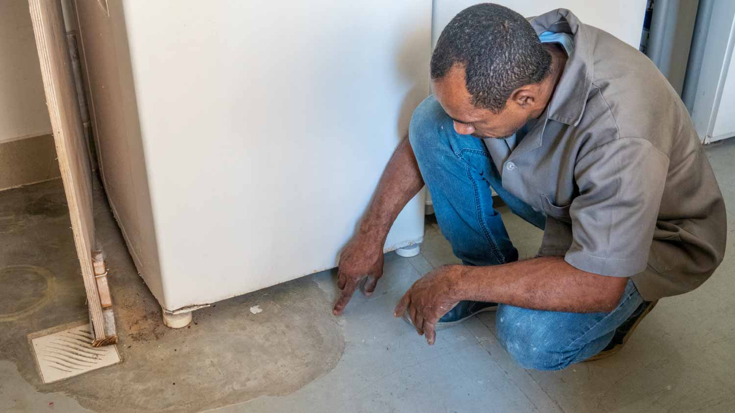 Man checking leak