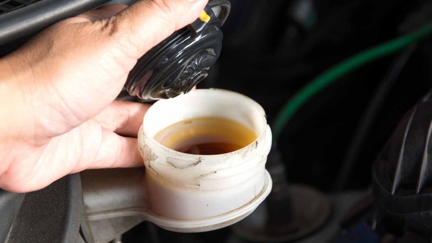 Man checking oil car level