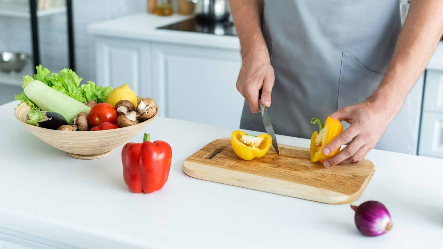 Man cutting vegetables