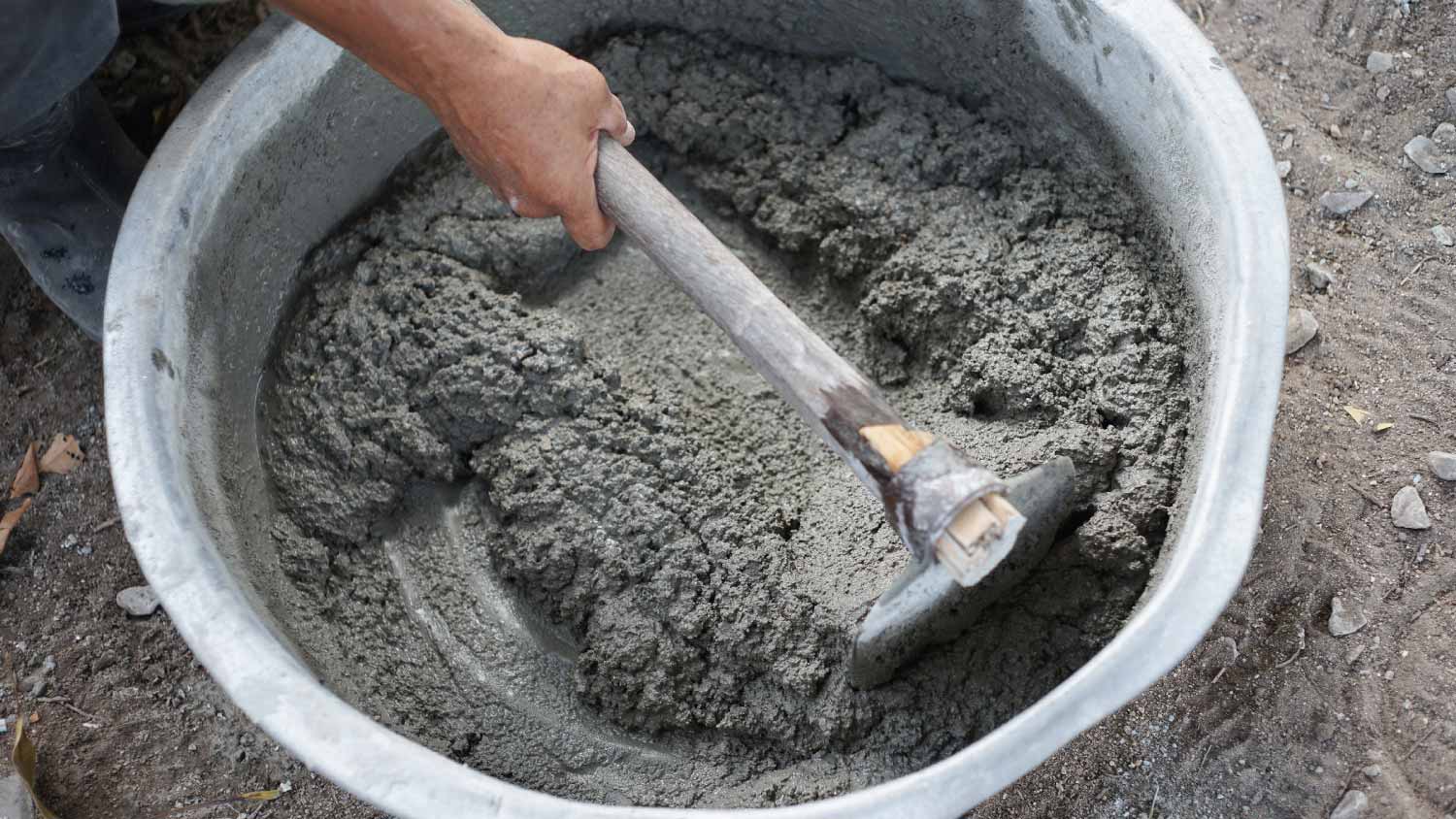 Man mixing concrete 