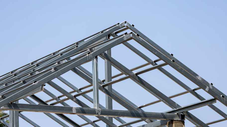 Metal frame of a new modern house