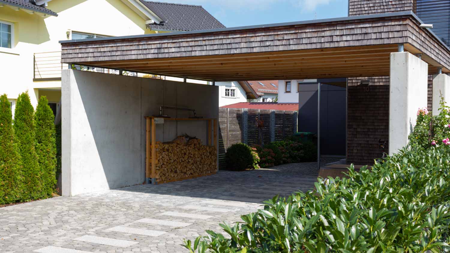 Modern attached carport