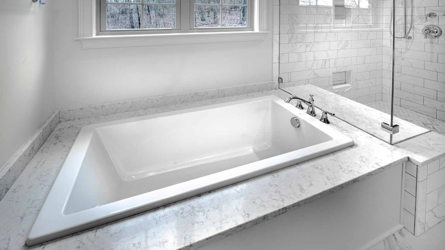 Modern bathroom with drop-in tub