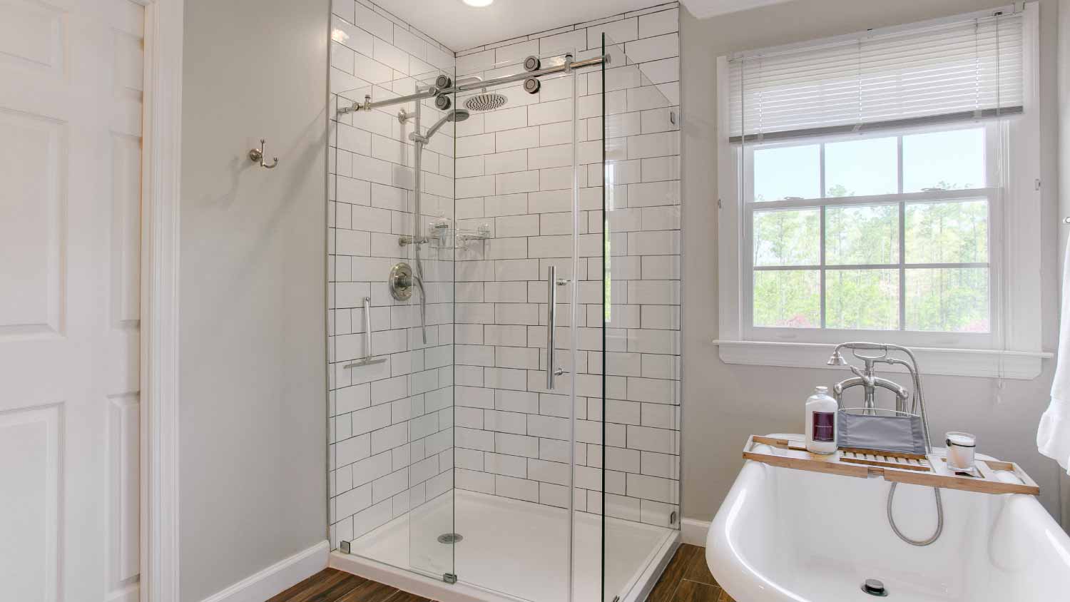 Modern bathroom with glass shower