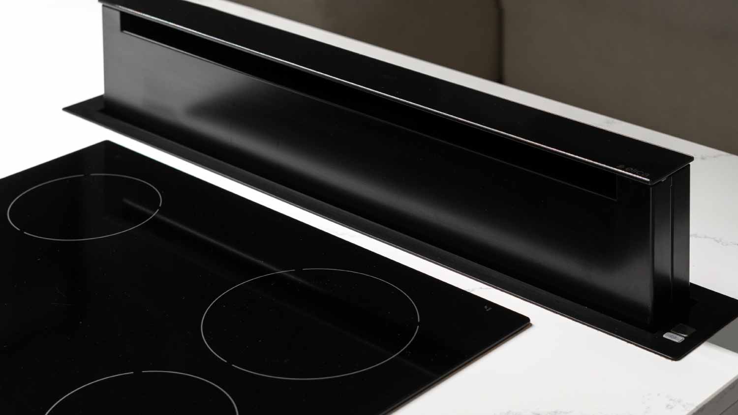 Modern black stove with ventilation system