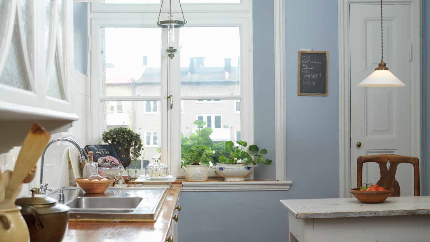 Modern blue kitchen interior