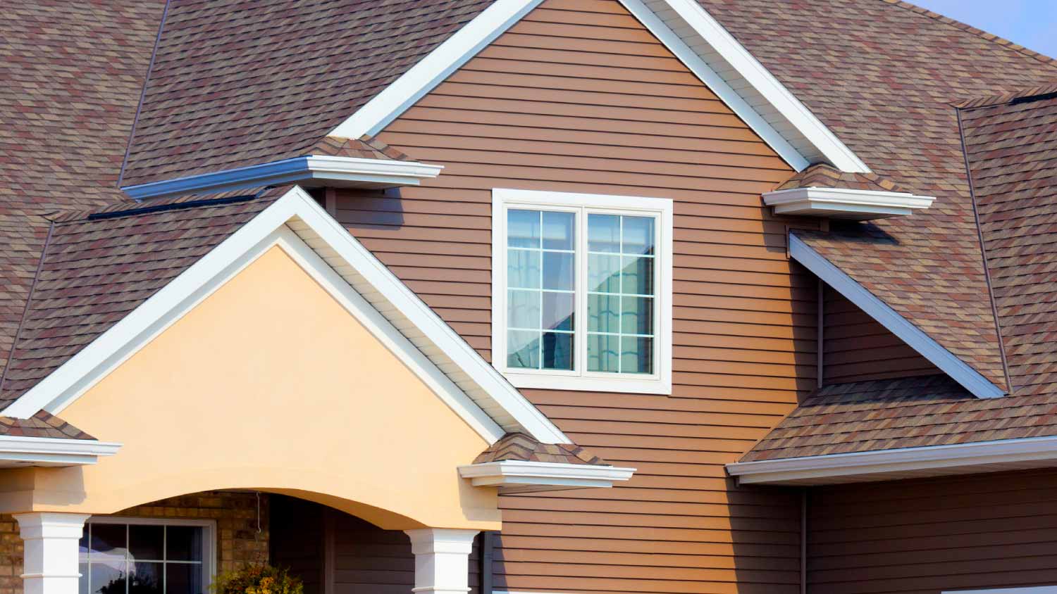 New home with brown vinyl siding