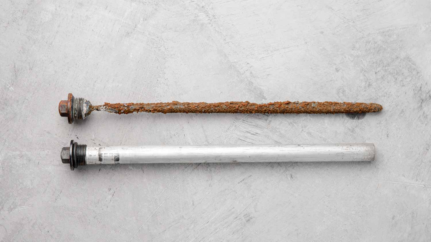 New and old magnesium anode rod
