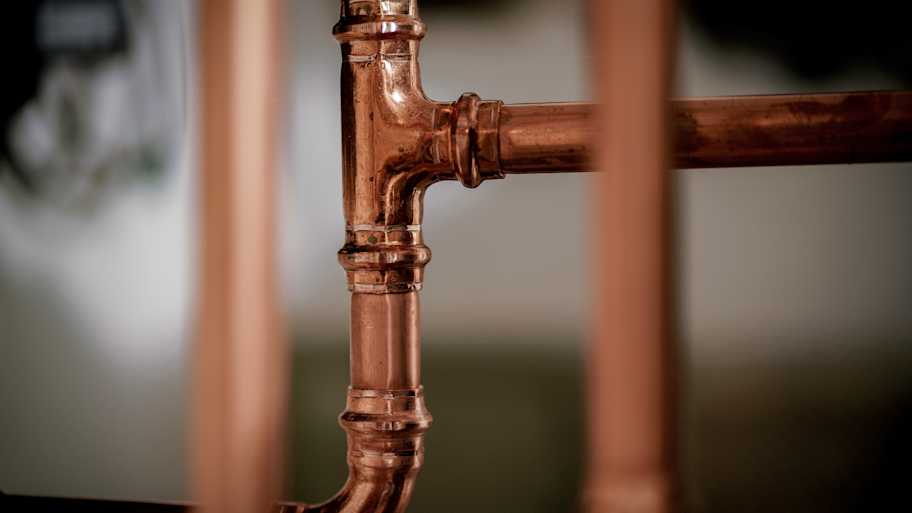 New shiny copper pipe