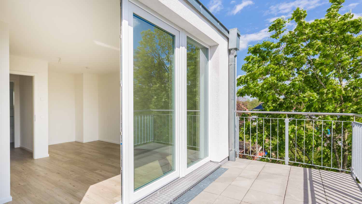 Nice balcony with large windows