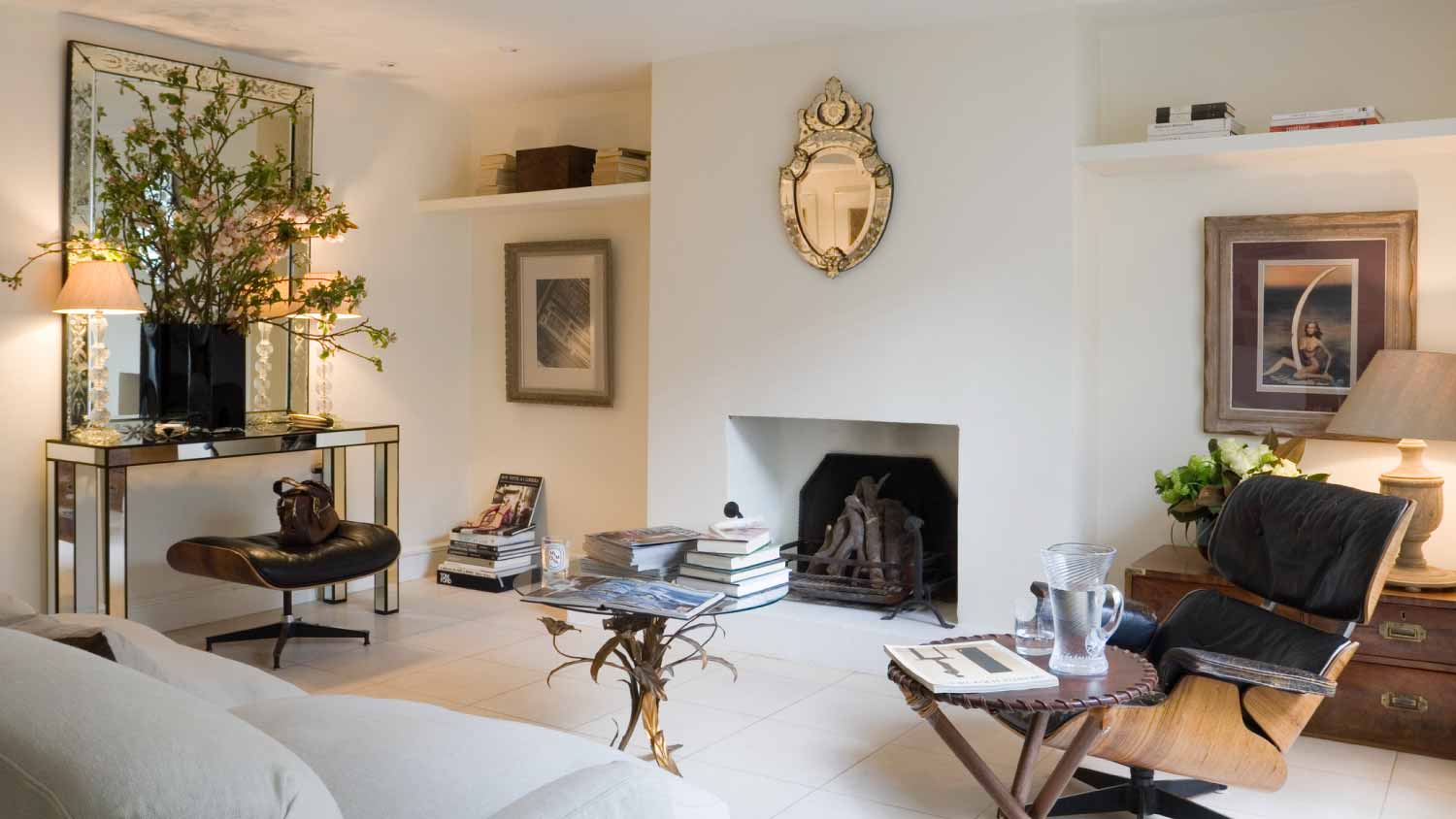 Nice living room with a fireplace