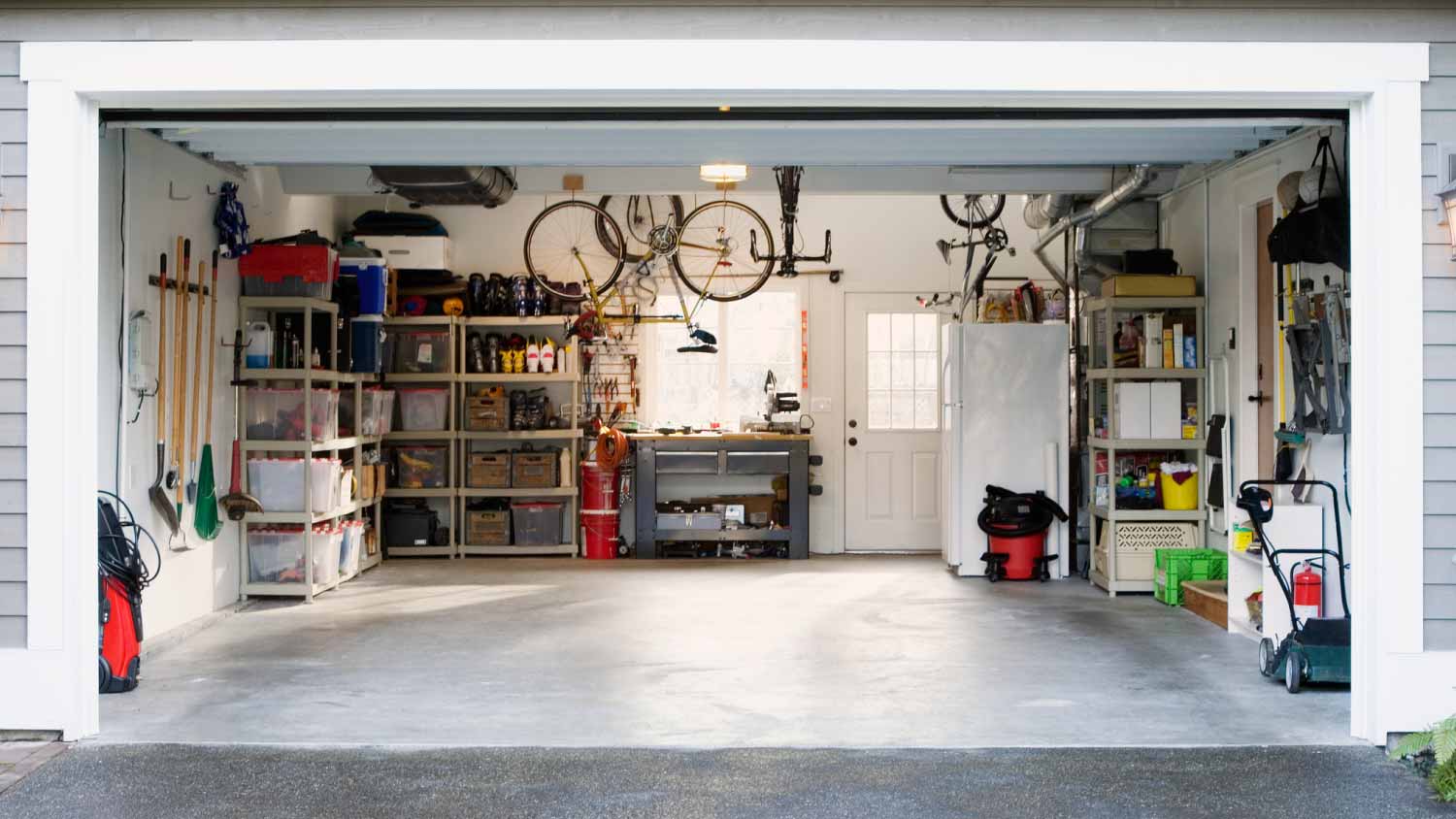 Open garage used for storage  