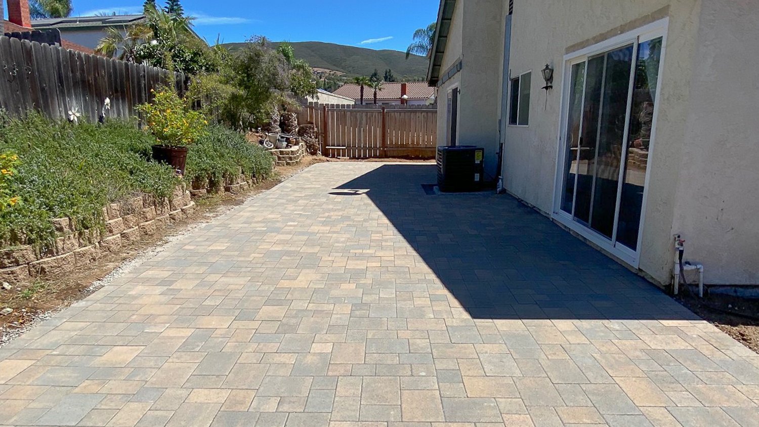 Paver patio and path with plants