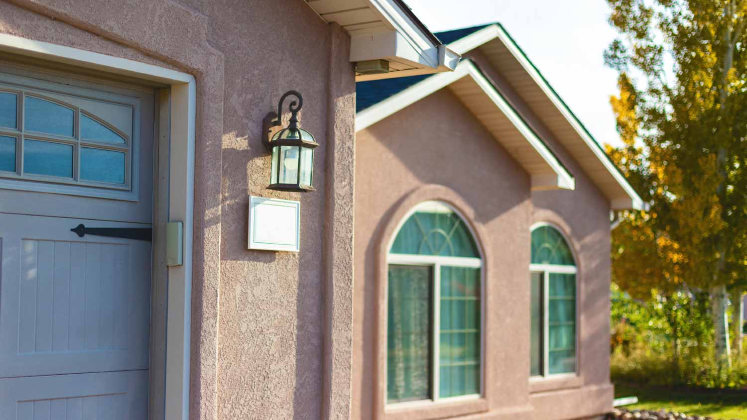Pink stucco wall siding
