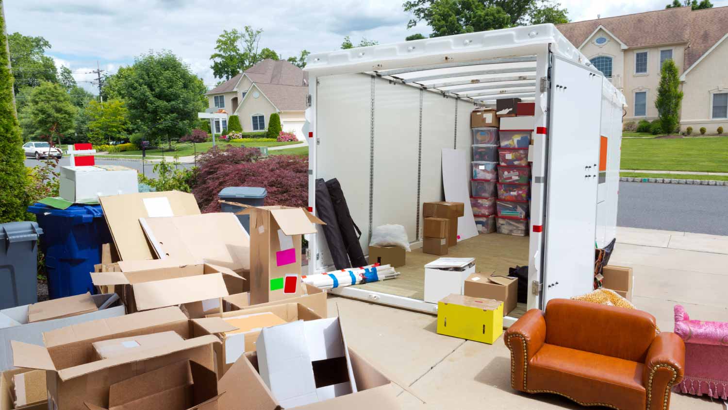 Portable storage unit being loaded