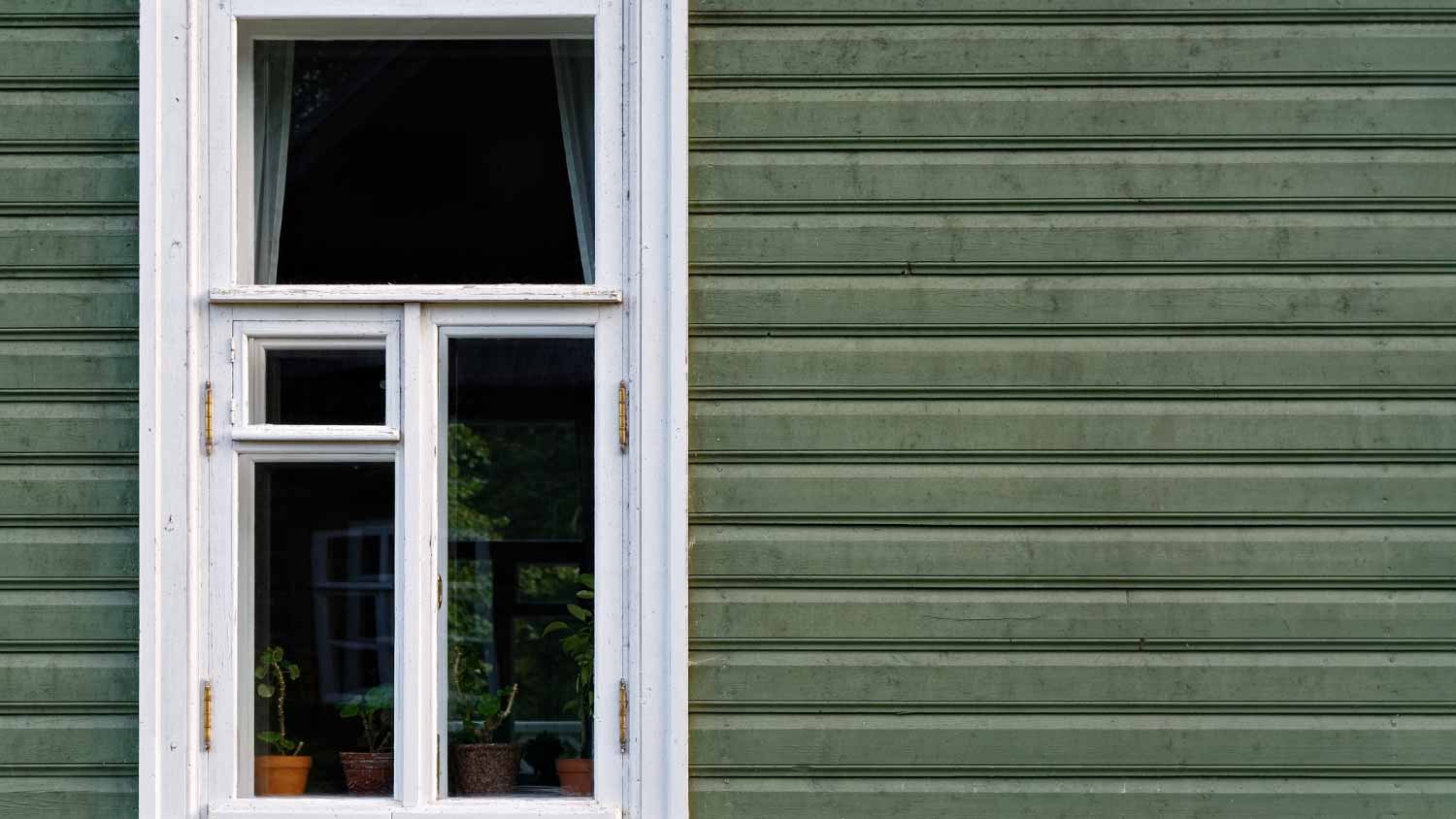 Rectangular window with a white frame