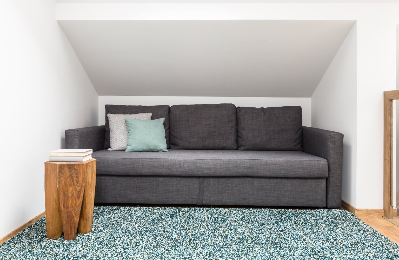 couch in storage loft