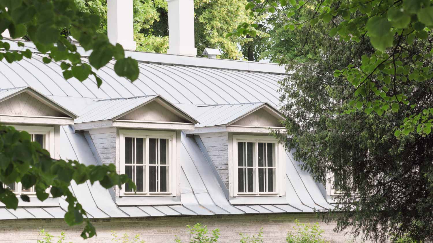 Roof of an old house with chimney