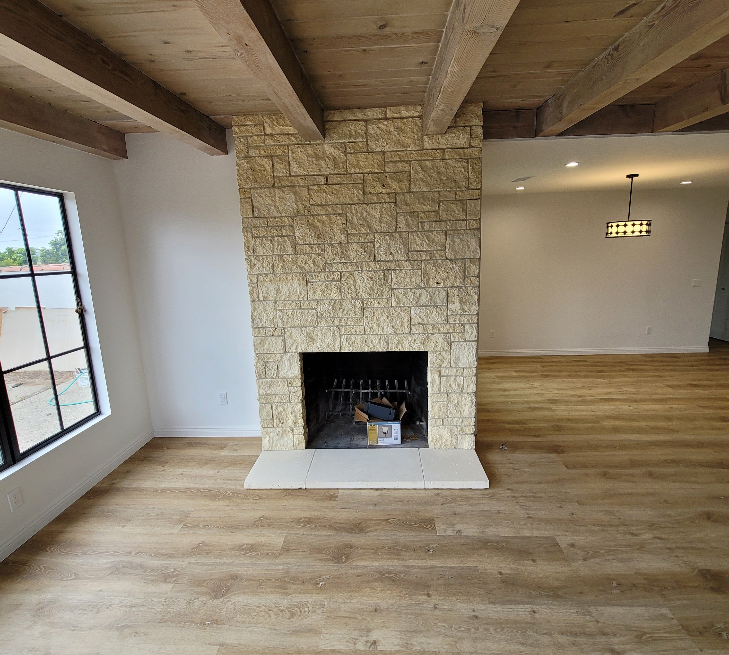 Saltair room with fireplace