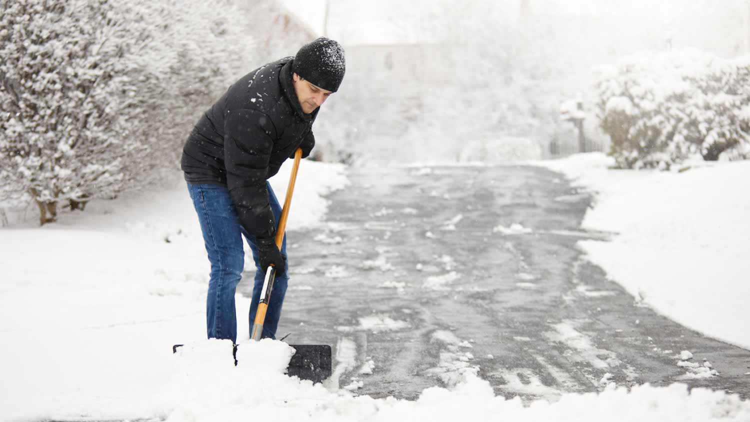 Shoveling snow from the driveway