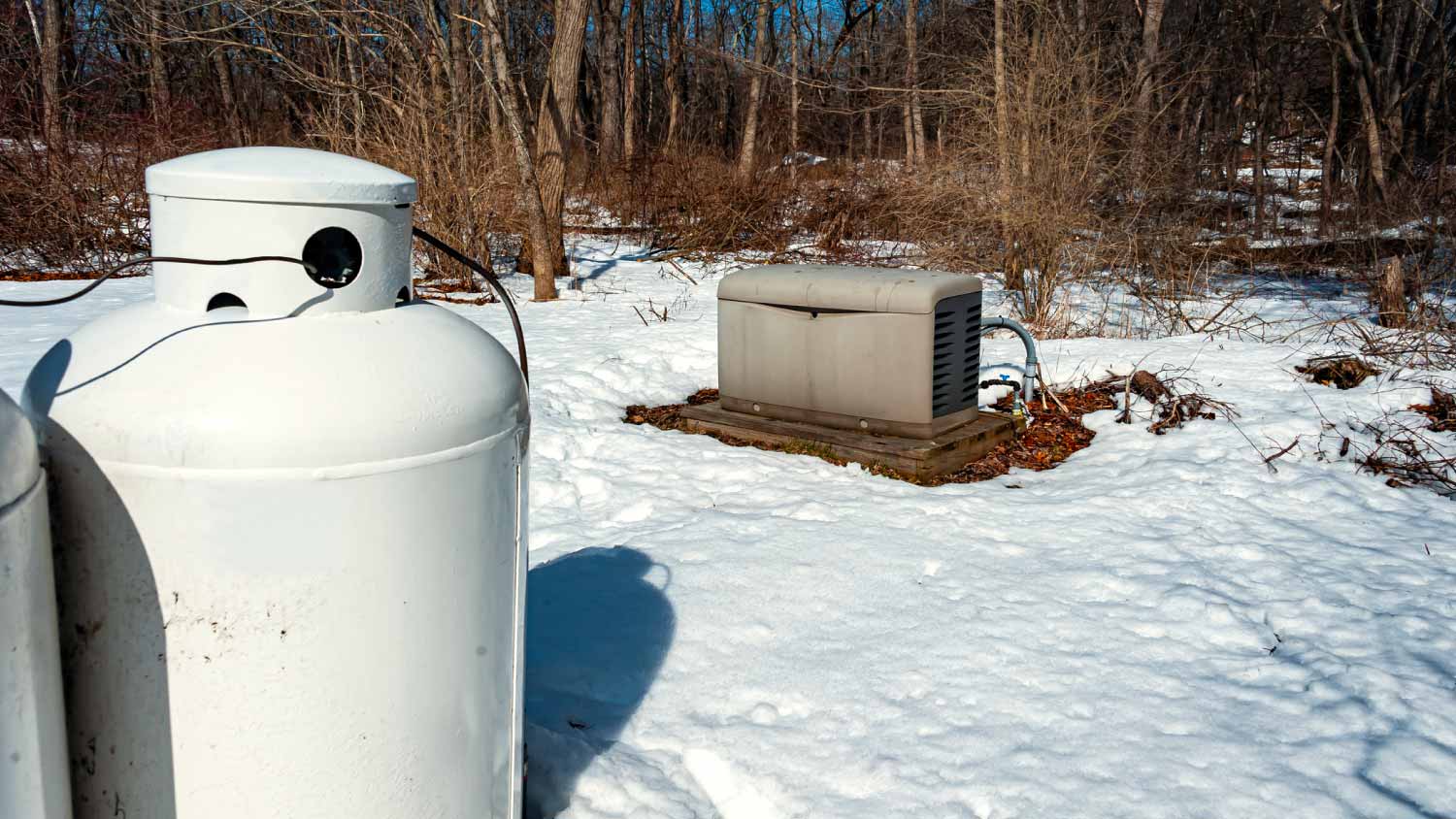 Standby generator on a concrete pad