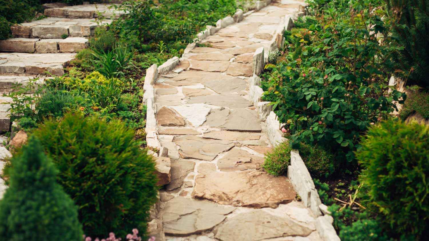 Stone walkway in garden