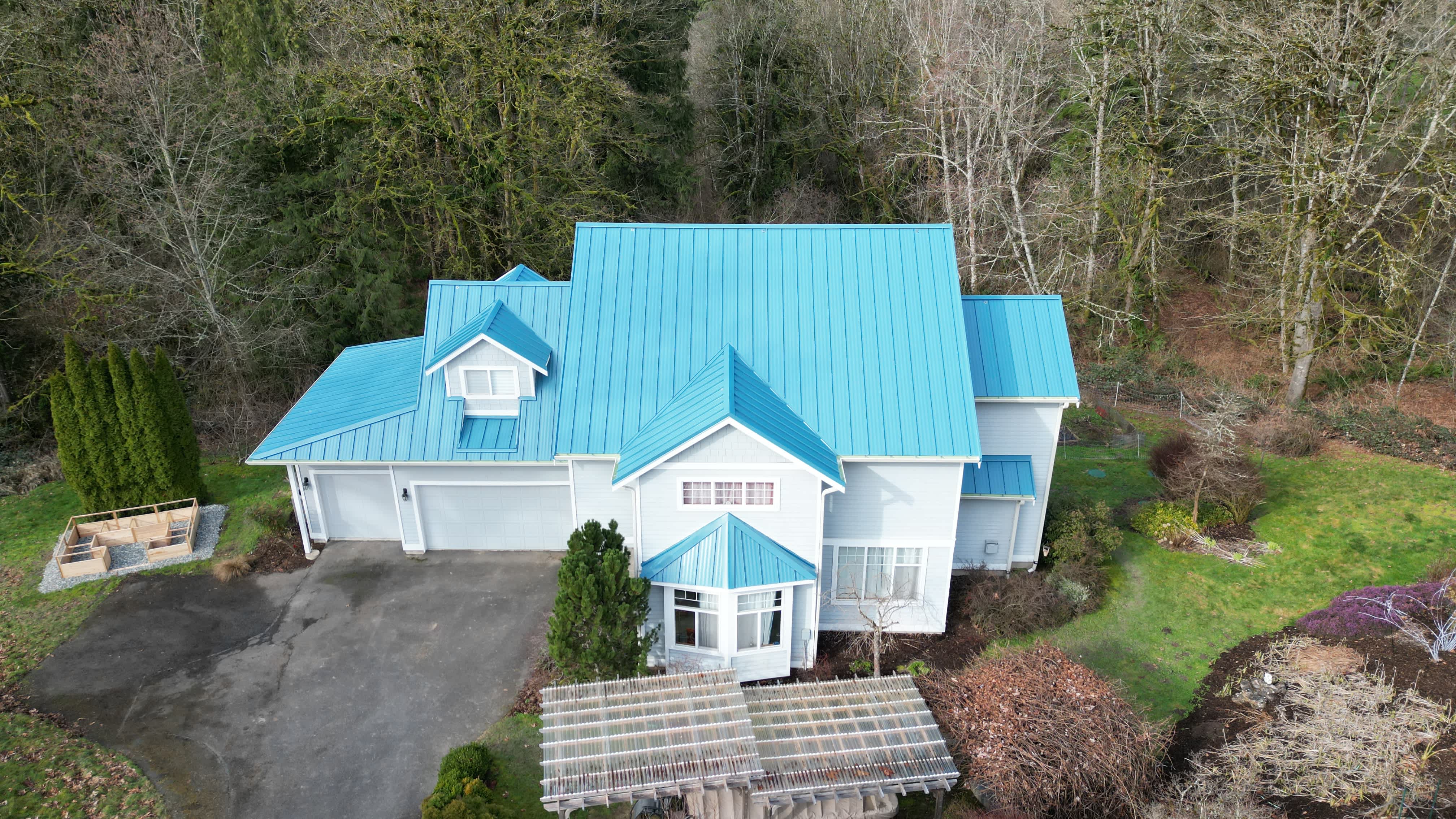 light blue metal roof 