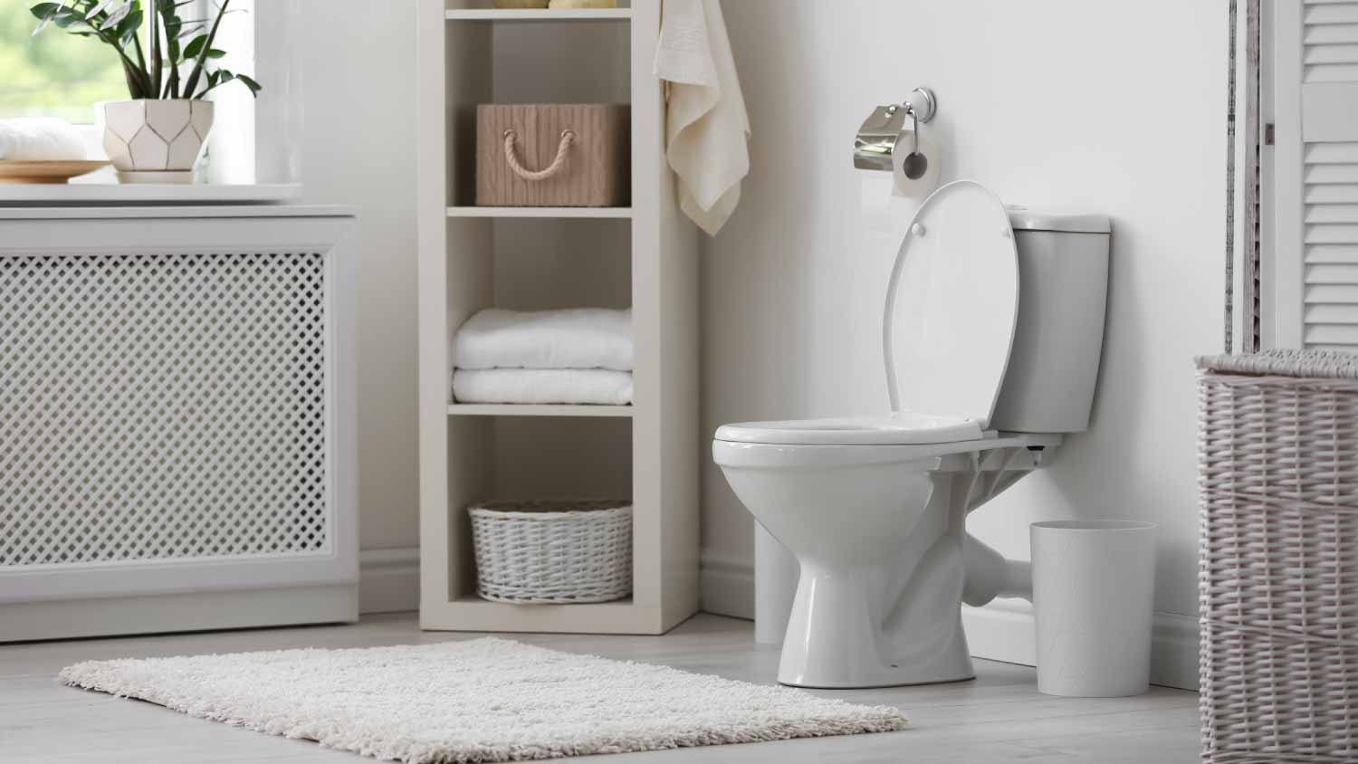 Toilet bowl in modern bathroom interior