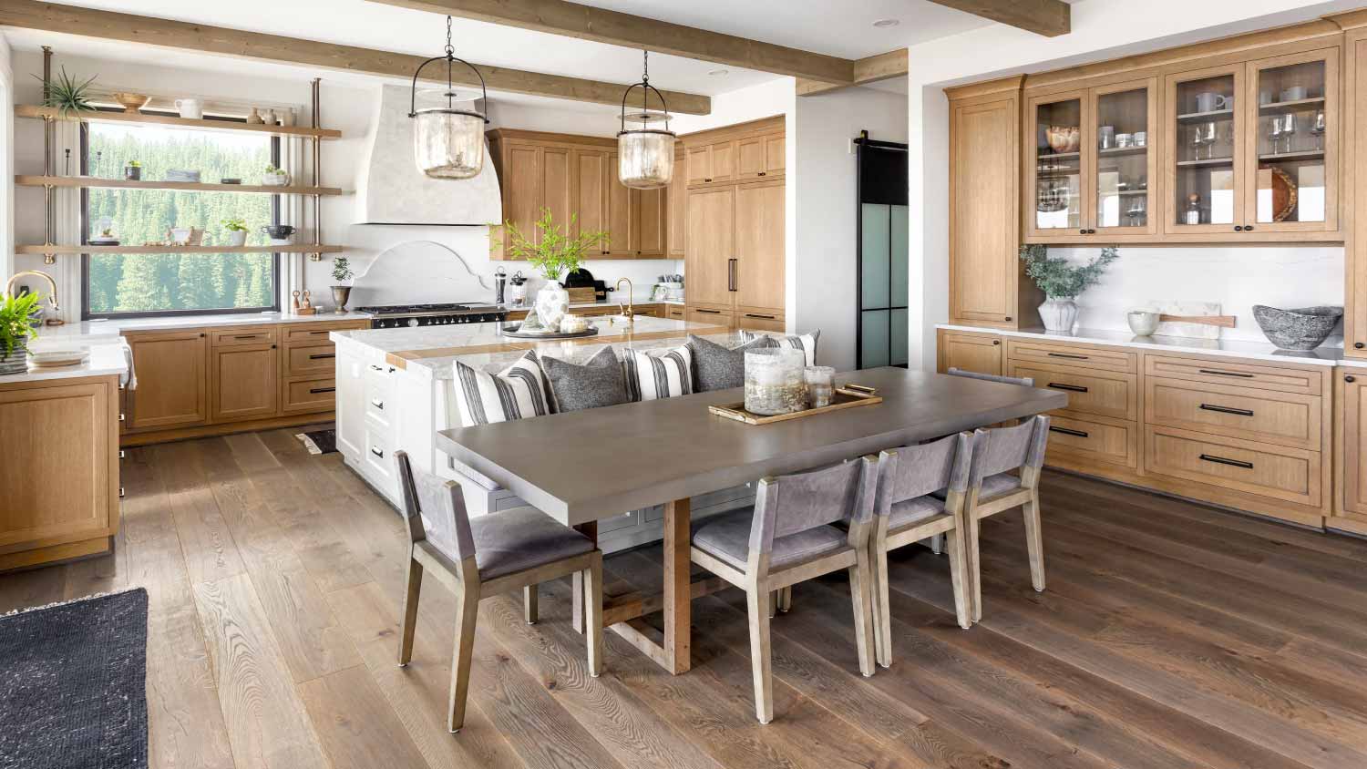 Traditional kitchen with hardwood floors 