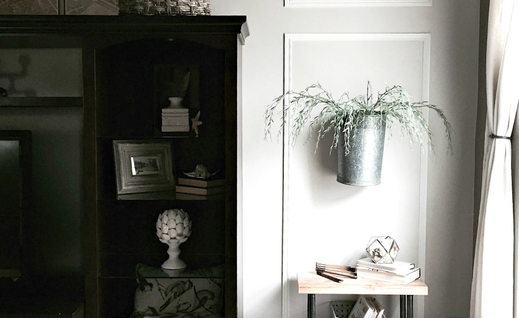 Galvanized metal bucket wall decor