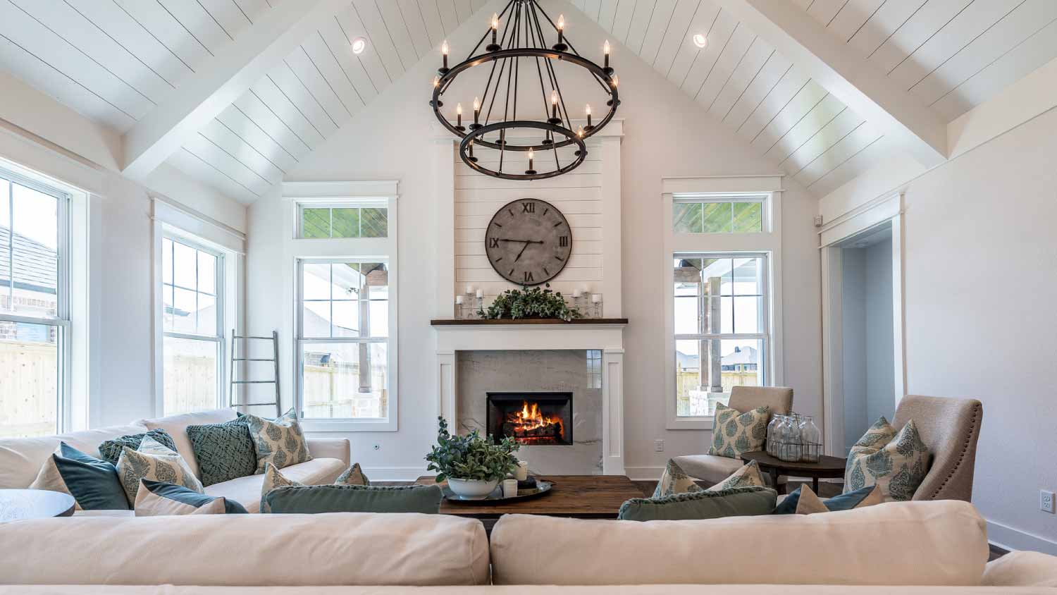 Vaulted shiplap ceiling