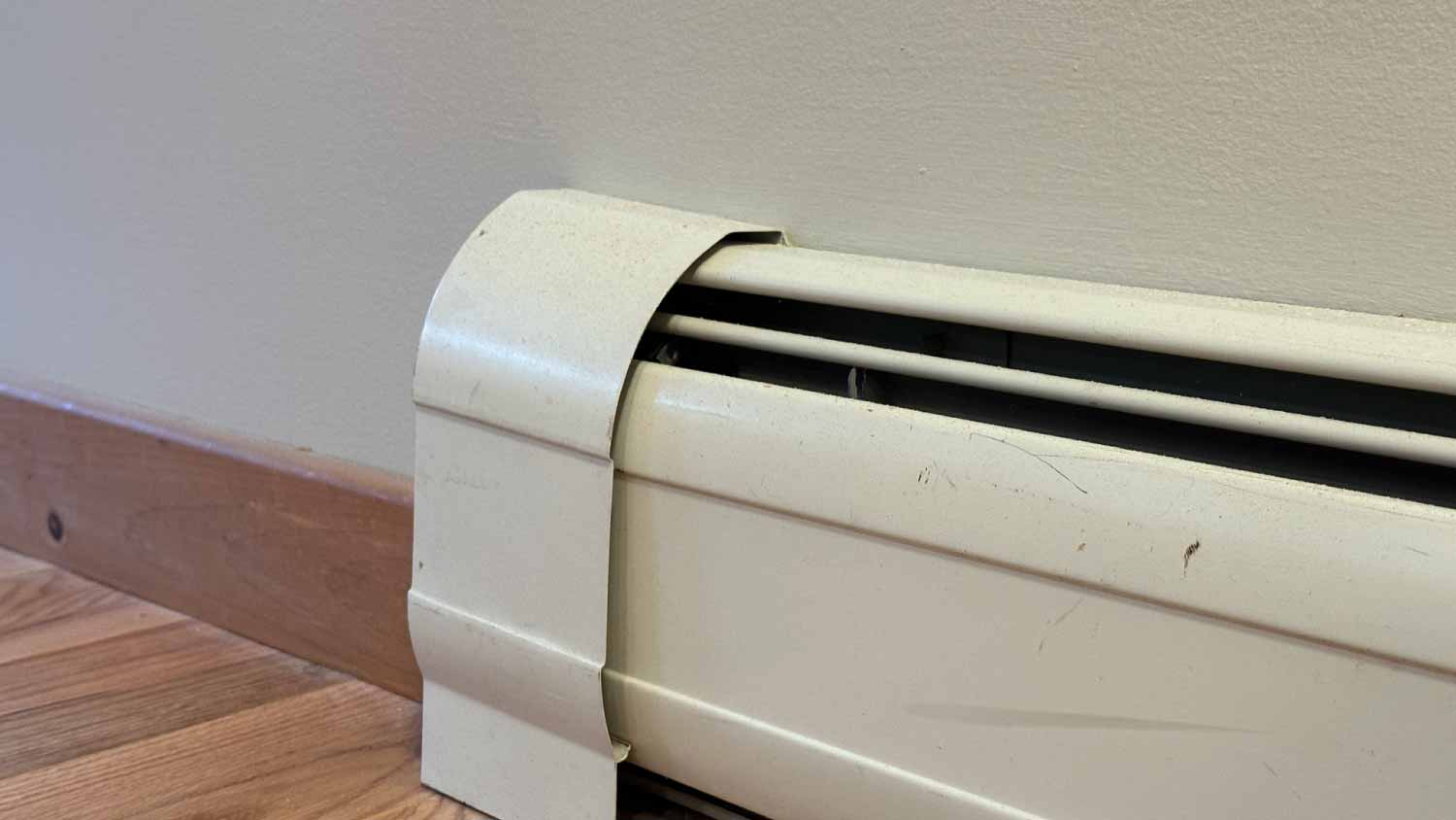 White baseboard heating