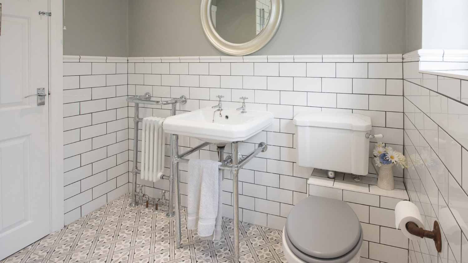 White tiled bathroom