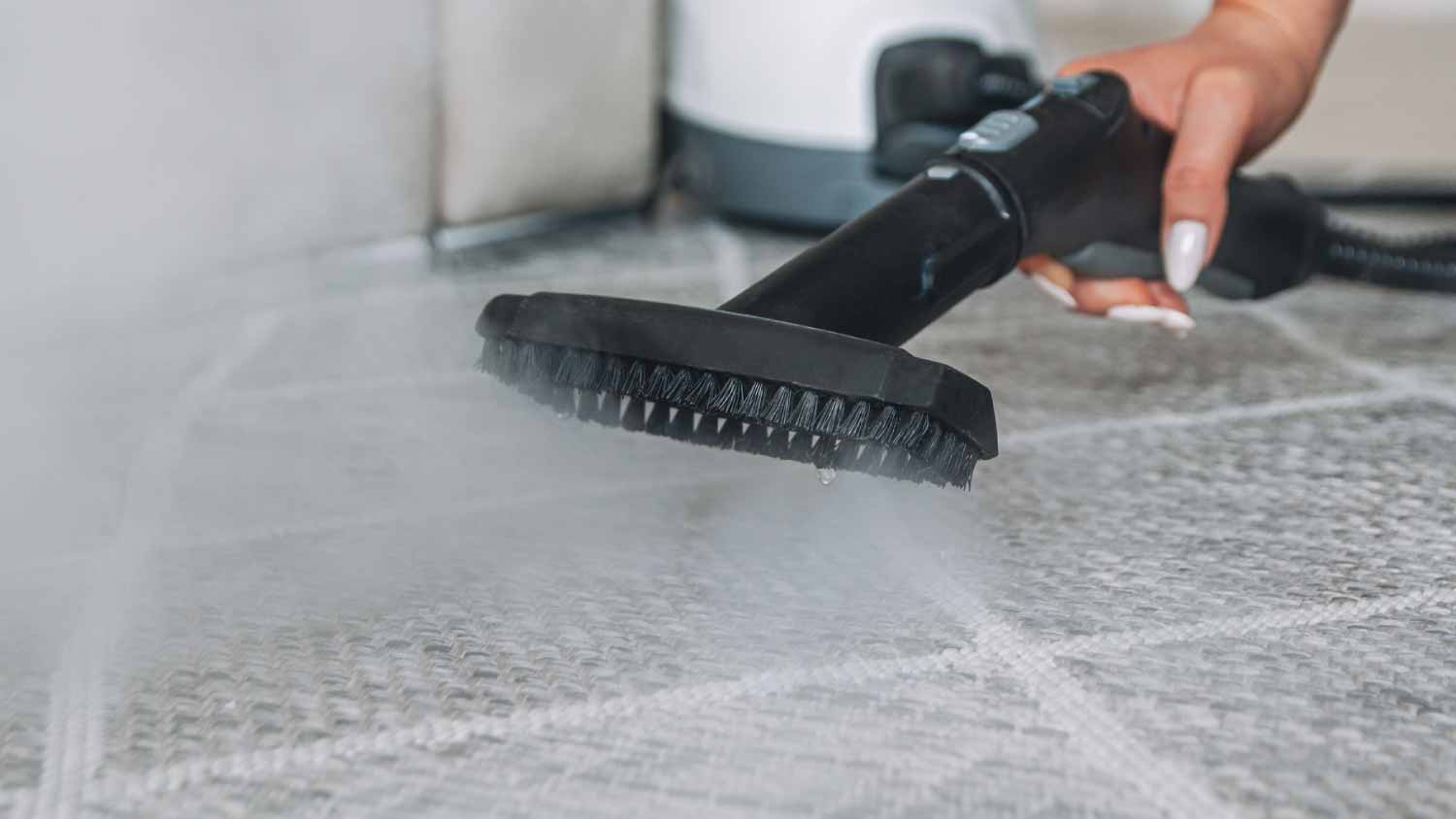 Woman cleaning carpet