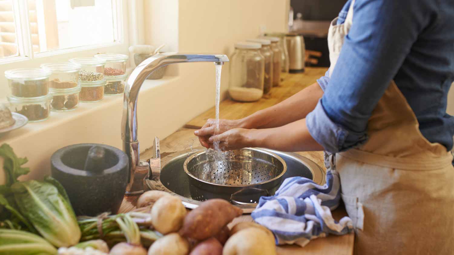 Woman washing her hands