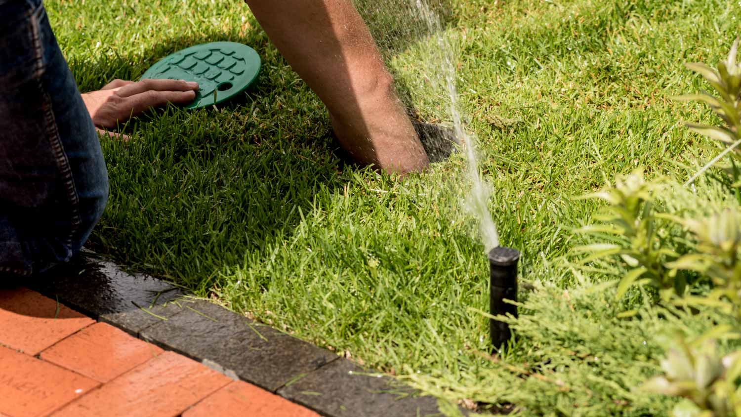 Worker checking Irrigation system 