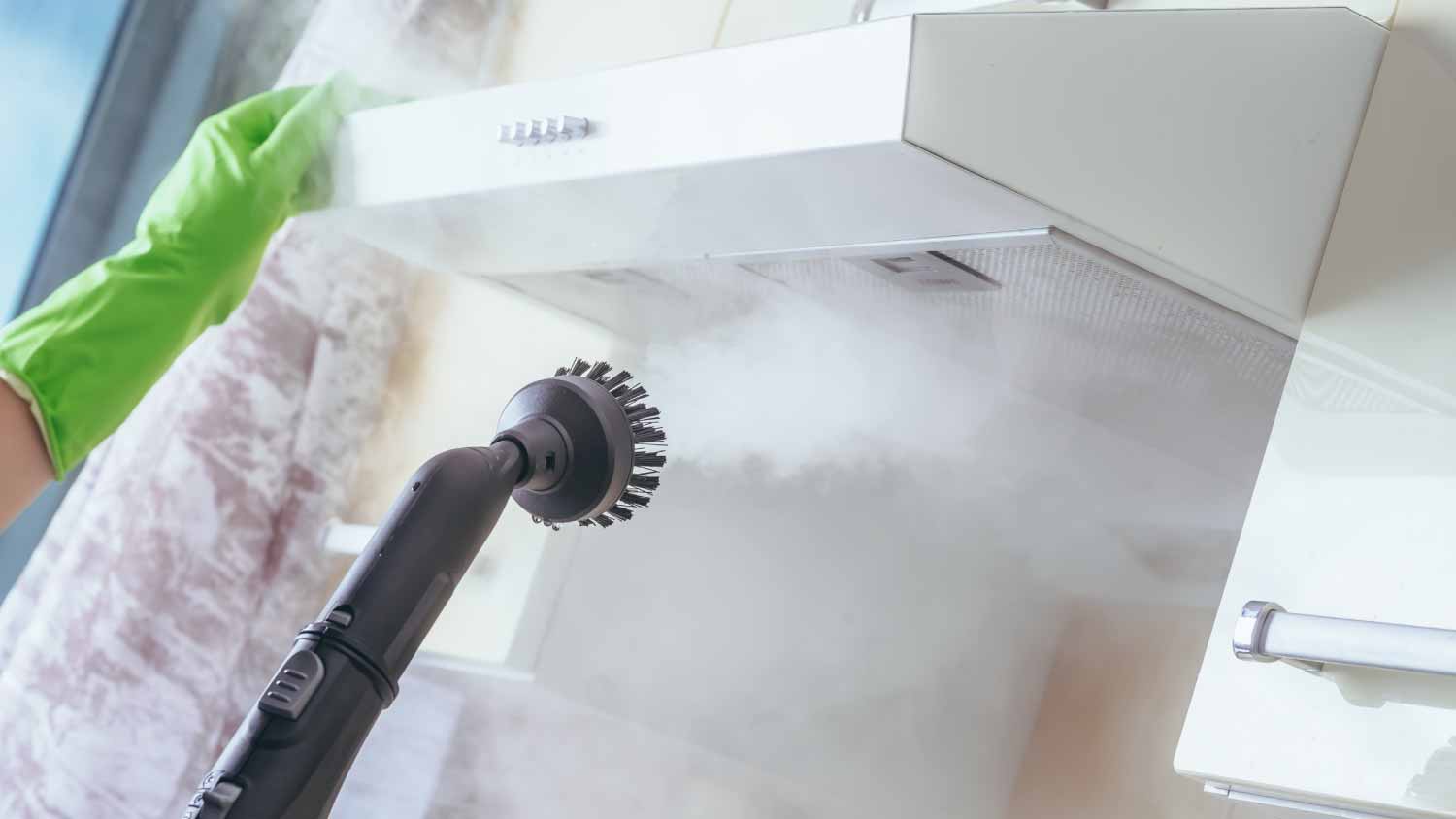 Worker cleaning kitchen appliances