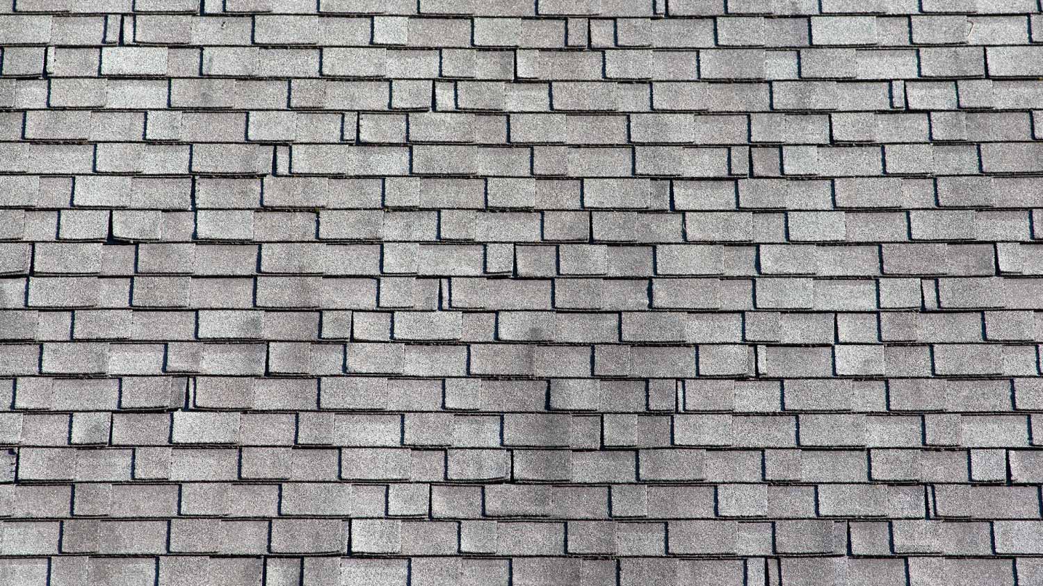 Worn asphalt shingles