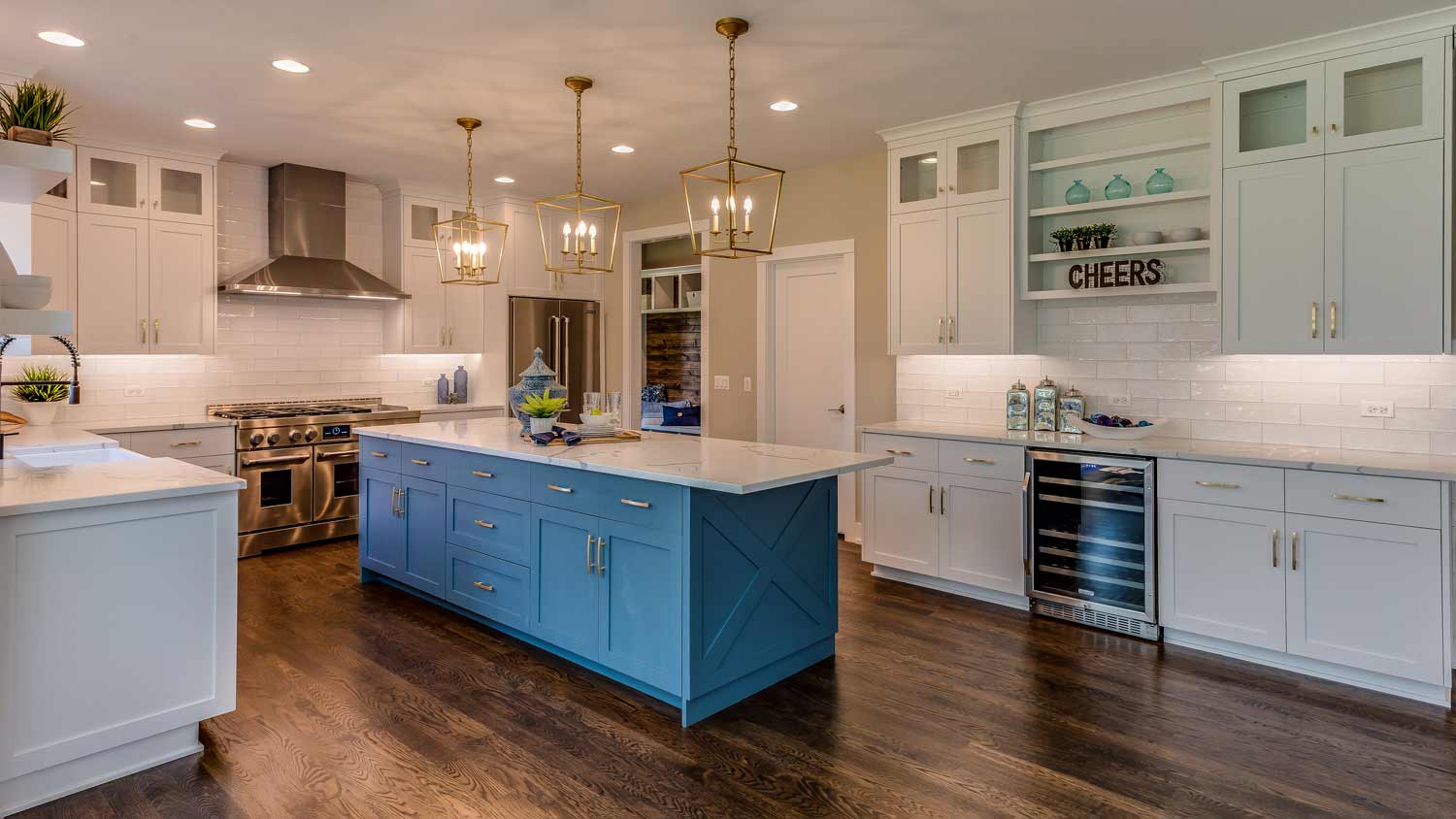 Kitchen with dark hardwood floors