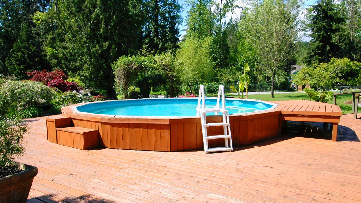 Above ground backyard pool