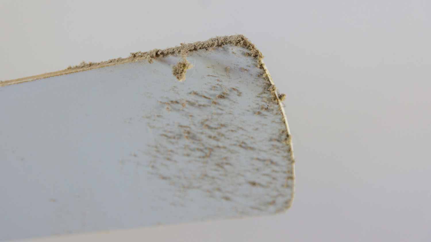 Dust on a ceiling fan blade.
