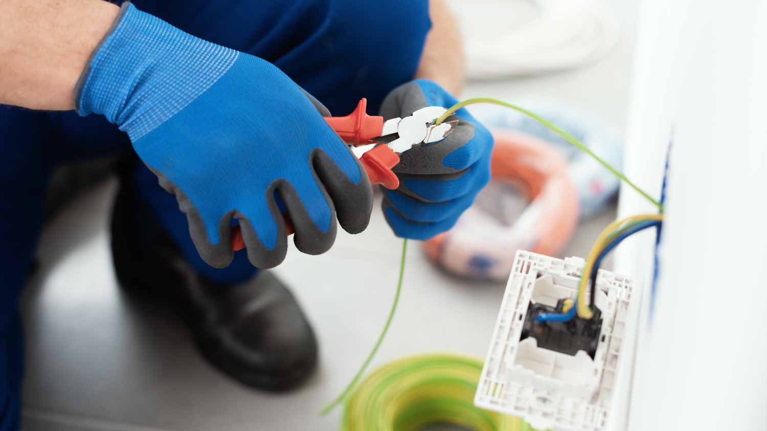 Electrician working on the electrical system