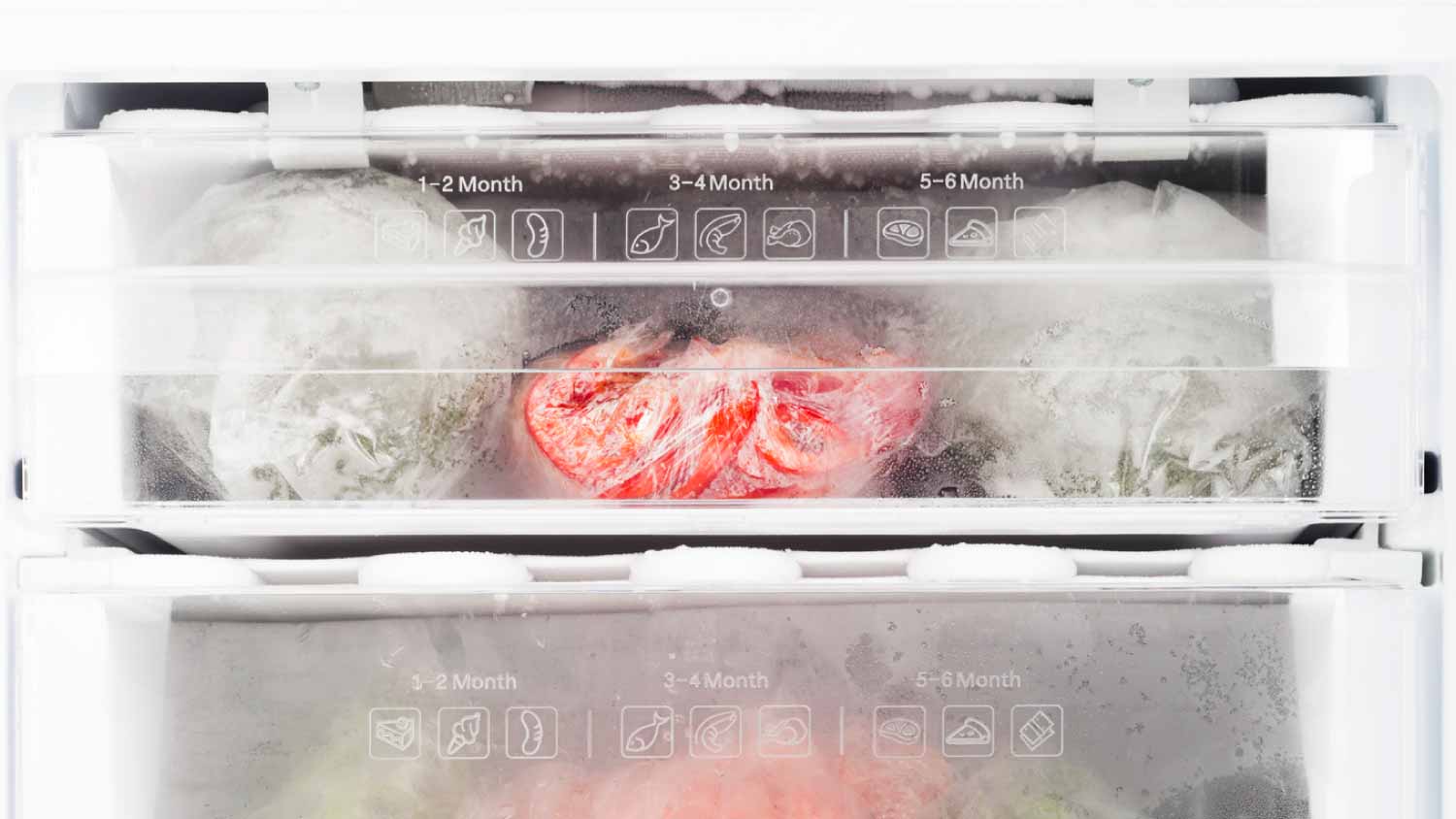 Freezer with frozen food 