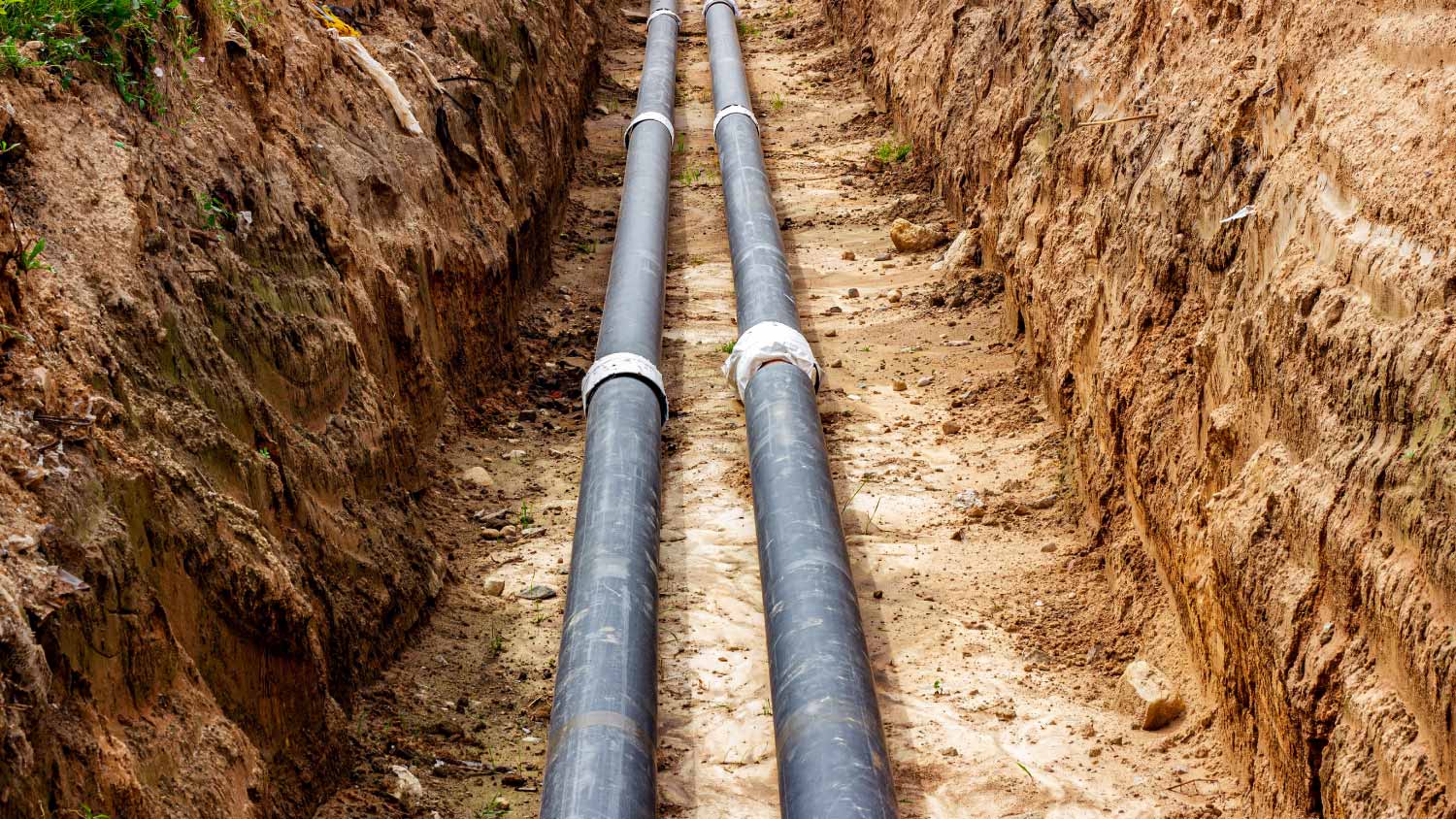 Installation of heating and water supply network 