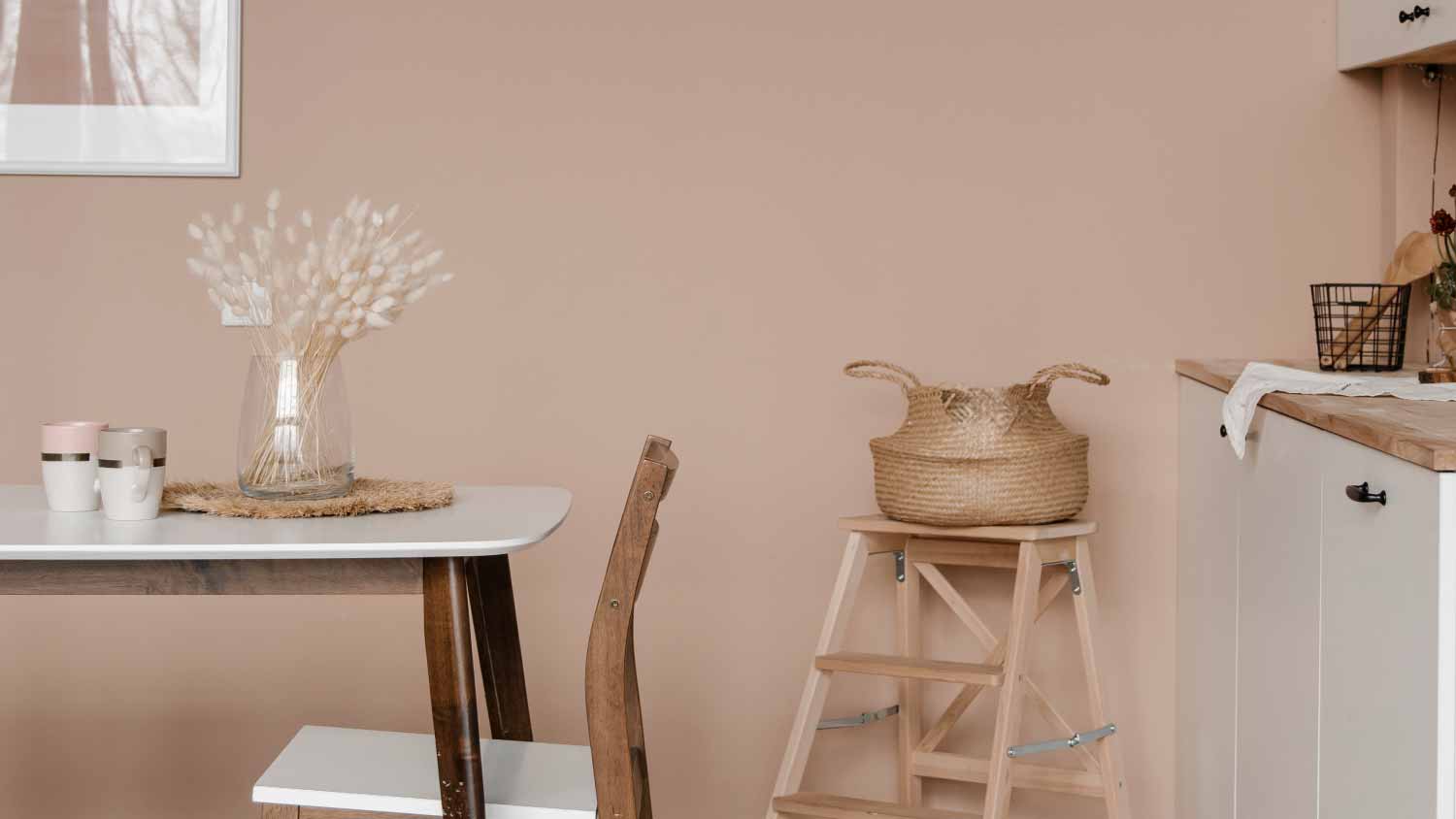 Interior of a caramel brown kitchen