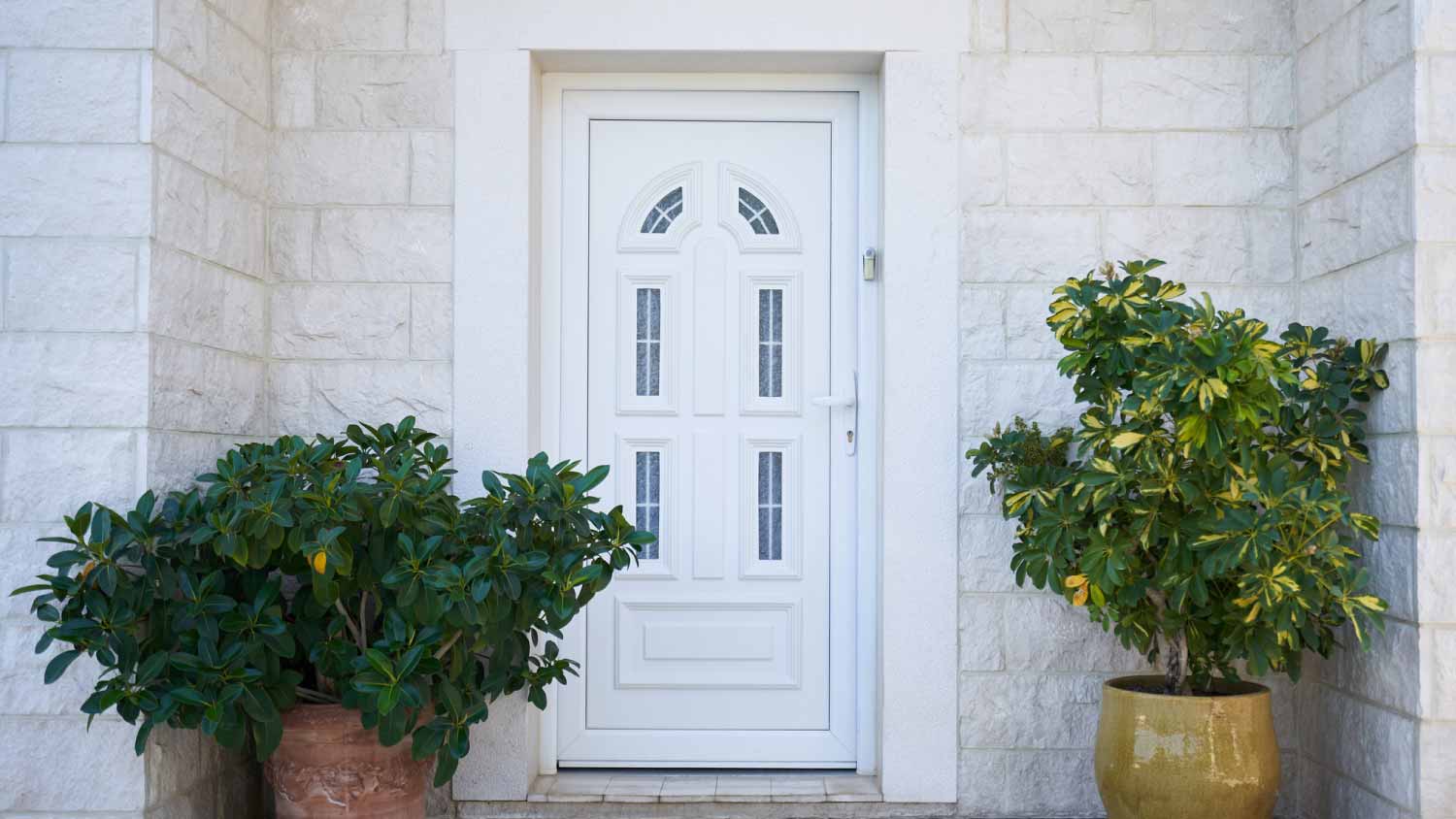 White plastic entrance door