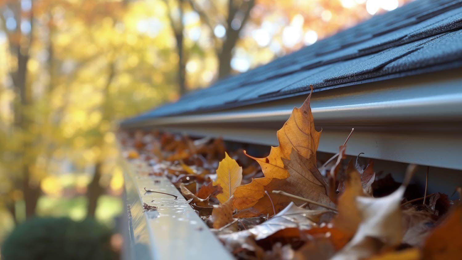 autumn leaves in gutter