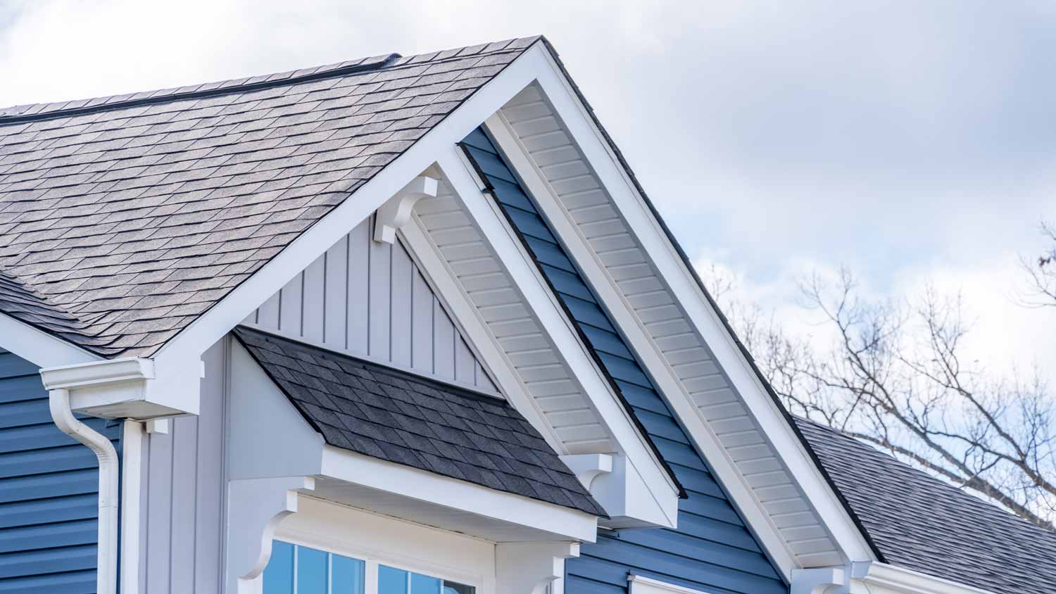 close up of blue pitch roof